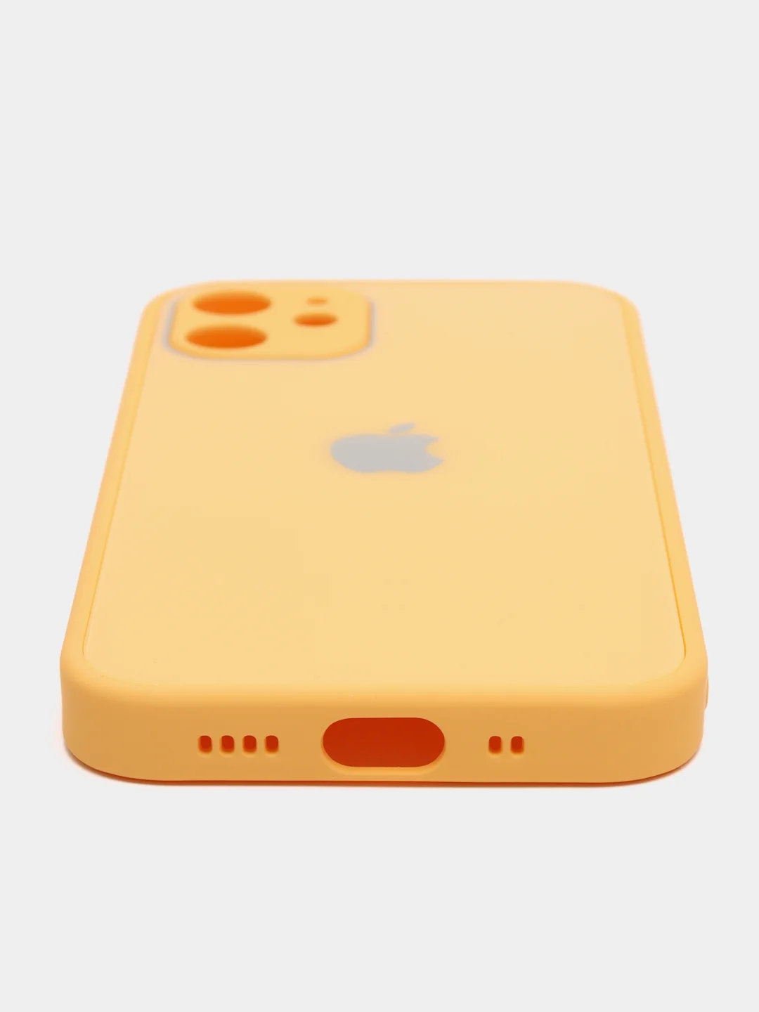 Светло-оранжевый стеклянный силиконовый чехол на iPhone 13, 12, 11,  XR, 7, 8, SE, 8+, 7+, 6s, 6, Pro, Max