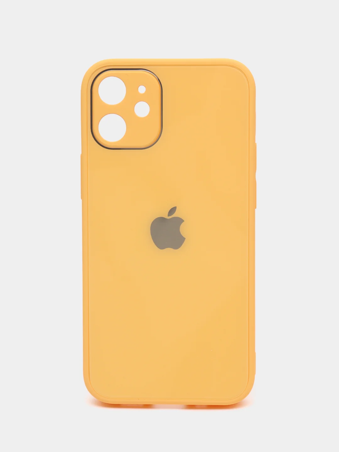Светло-оранжевый стеклянный силиконовый чехол на iPhone 13, 12, 11,  XR, 7, 8, SE, 8+, 7+, 6s, 6, Pro, Max