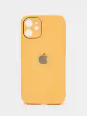 Светло-оранжевый стеклянный силиконовый чехол на iPhone 13, 12, 11,  XR, 7, 8, SE, 8+, 7+, 6s, 6, Pro, Max