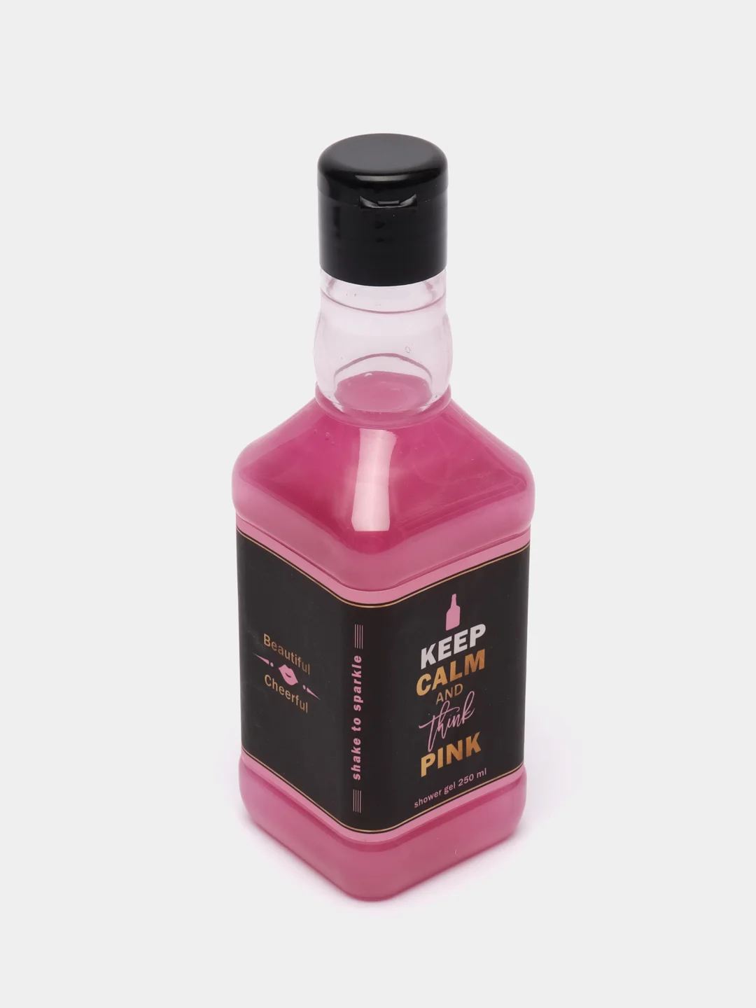 Гель для душа во флаконе виски Keep calm and think pink, аромат сладкий вермут, 250 мл