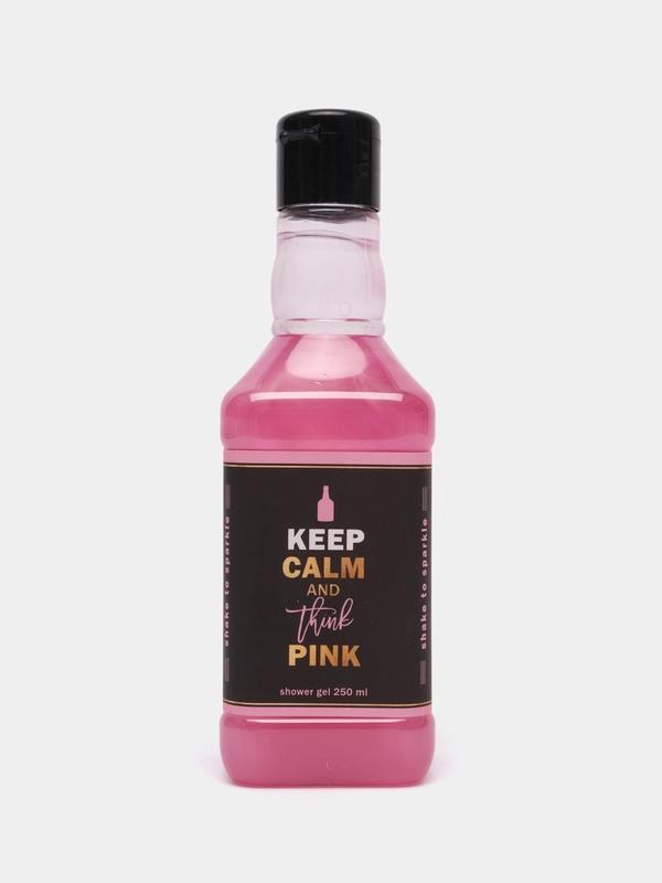 Гель для душа во флаконе виски Keep calm and think pink, аромат сладкий вермут, 250 мл