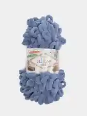 Синий меланж пряжа Alize Puffy, петельки большие, микрополиэстер, 100 г, 9 м