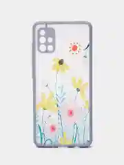 Голубой чехол для Samsung A02, A02S, A32, A52, A12, A51, M12, M51 с картинкой / рисунком