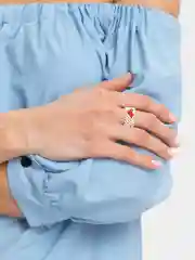 Красный кольцо из бисера "Сердце"