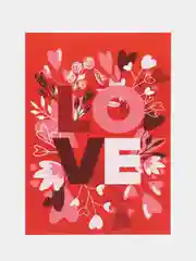 Открытка "Love красная" 10 х 15 см, валентинка
