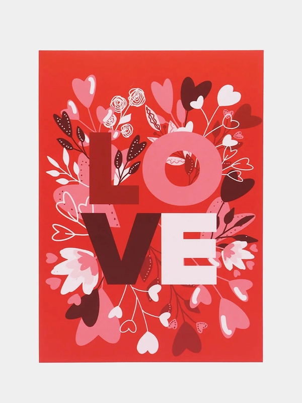 Открытка "Love красная" 10 х 15 см, валентинка