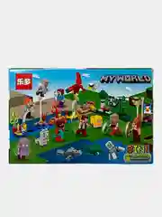 Голубой конструктор детский My world, по мотивам игры Майнкрафт