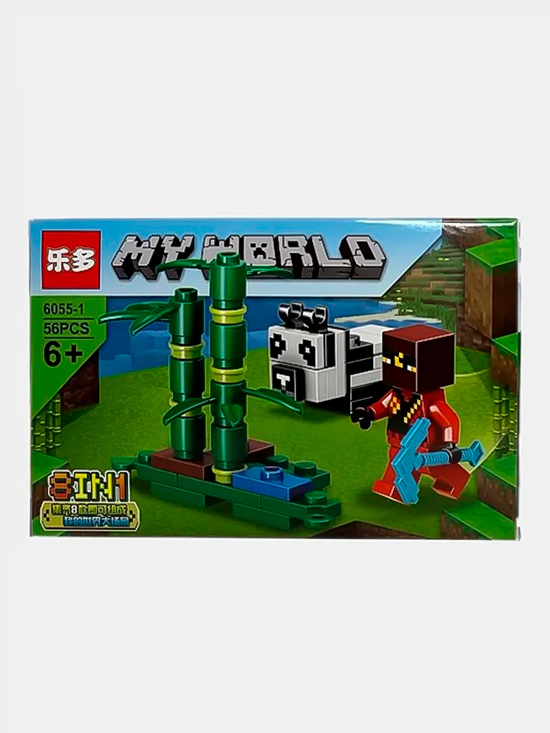 Голубой конструктор детский My world, по мотивам игры Майнкрафт