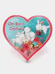 Розовый открытка-валентинка "От всего сердца!", двойного сложения, 10 х 10см, 8 разных видов