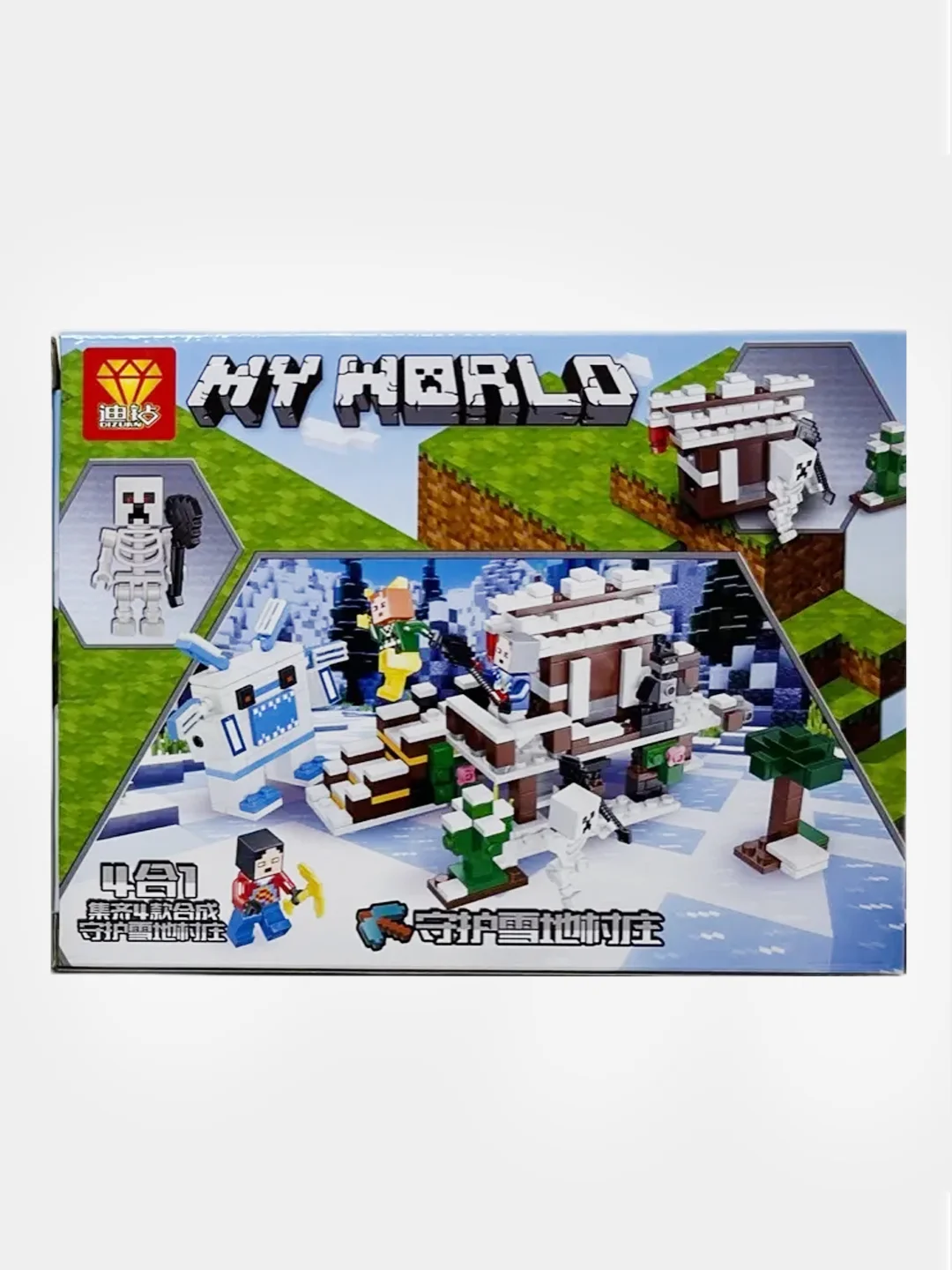 Бордовый конструктор детский My world, по мотивам игры Майнкрафт