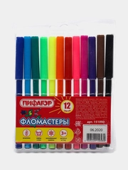 Фломастеры ПИФАГОР, 12 цветов