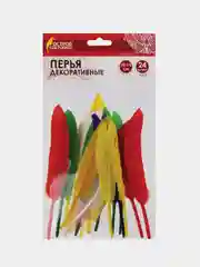 Перья декоративные прямые, 10-15 см, 24 шт, ассорти