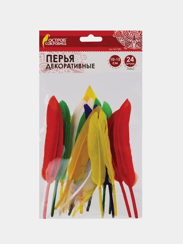 Перья декоративные прямые, 10-15 см, 24 шт, ассорти