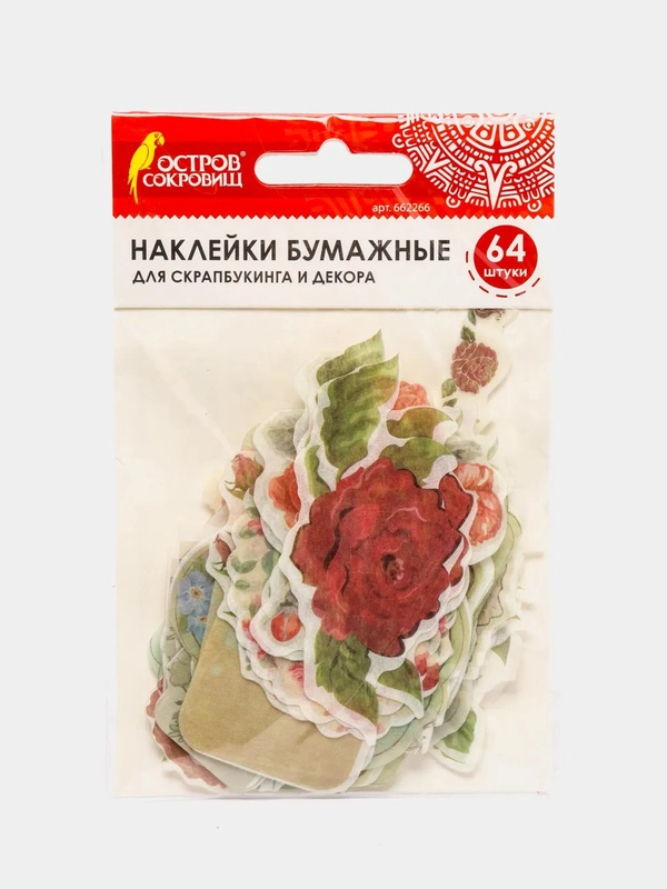 Наклейки для скрапбукинга "Розы" из washi-бумаги, 64 штуки, 32 дизайна, 662266