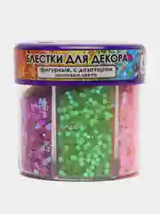 Блестки для декора фигурные "Остров сокровищ", неон, диспенсер с дозат., 6 цв. по 9 г, 662226