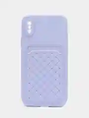Сиреневый чехол силиконовый с карманом для карты на iPhone