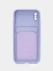 Сиреневый чехол силиконовый с карманом для карты на iPhone
