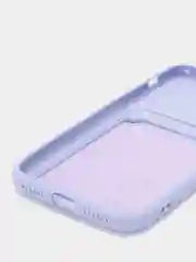 Сиреневый чехол силиконовый с карманом для карты на iPhone