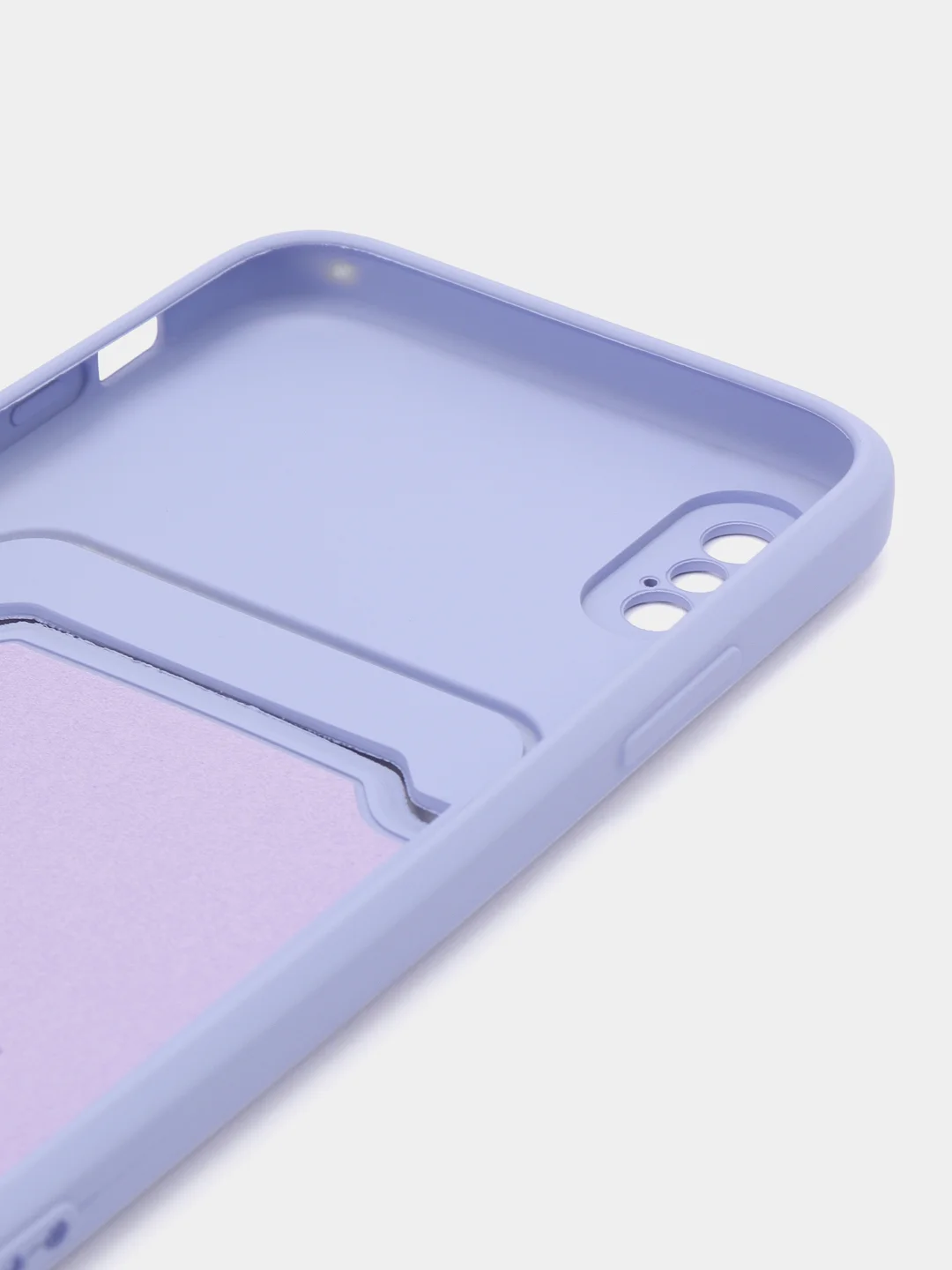Сиреневый чехол силиконовый с карманом для карты на iPhone