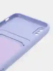 Сиреневый чехол силиконовый с карманом для карты на iPhone