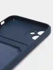 Синий чехол силиконовый с карманом для карты на iPhone