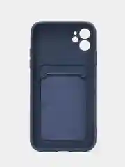 Синий чехол силиконовый с карманом для карты на iPhone