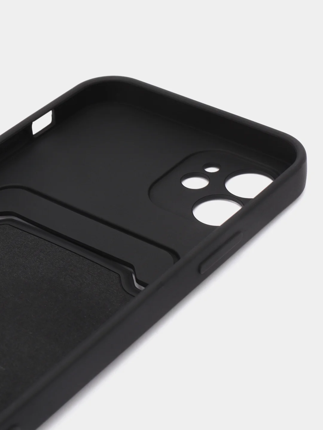 Черный чехол силиконовый с карманом для карты на iPhone