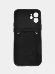 Черный чехол силиконовый с карманом для карты на iPhone