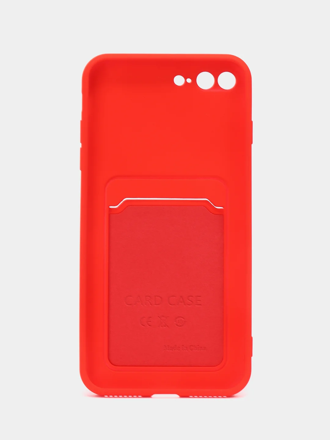 Красный чехол силиконовый с карманом для карты на iPhone