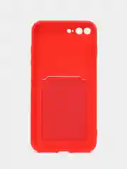 Красный чехол силиконовый с карманом для карты на iPhone