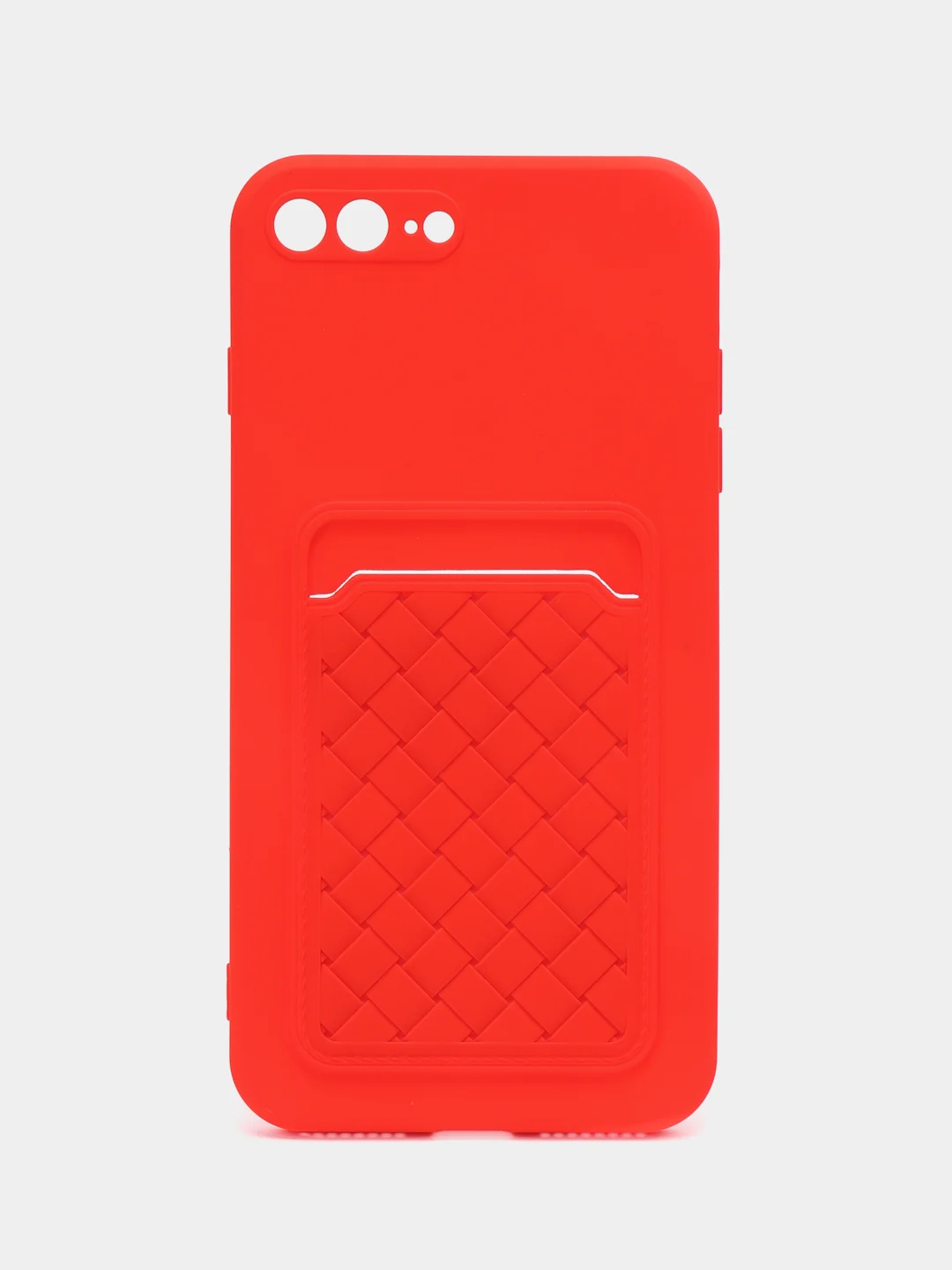 Красный чехол силиконовый с карманом для карты на iPhone