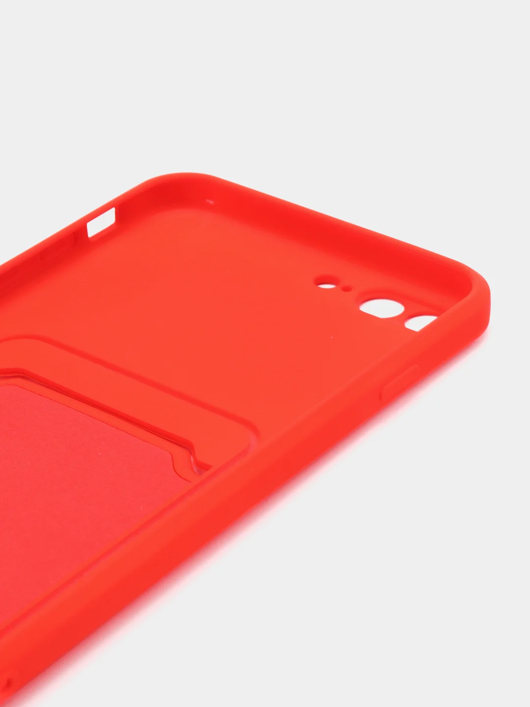 Красный чехол силиконовый с карманом для карты на iPhone