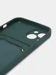 Зеленый чехол силиконовый с карманом для карты на iPhone