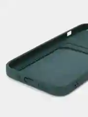 Зеленый чехол силиконовый с карманом для карты на iPhone