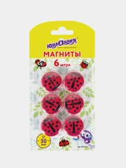 Магниты Юнландия "Божья коровка", 30 мм, 6 штук, красные, 237476