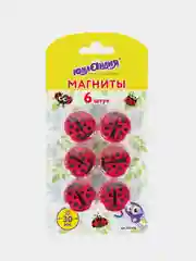 Магниты Юнландия "Божья коровка", 30 мм, 6 штук, красные, 237476