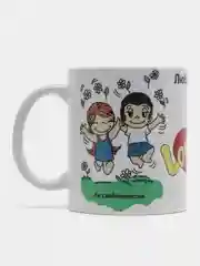 Синий кружка с принтом "Love is...", "Любовь это...", "Лав из..."