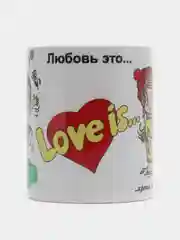 Синий кружка с принтом "Love is...", "Любовь это...", "Лав из..."