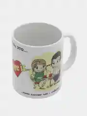 Голубой кружка с принтом "Love is...", "Любовь это...", "Лав из..."