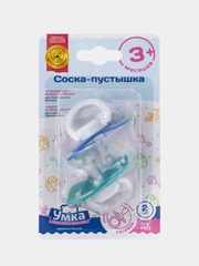 Соска-пустышка силиконовая "УМКА" 3+ по 2 шт. (голубые)