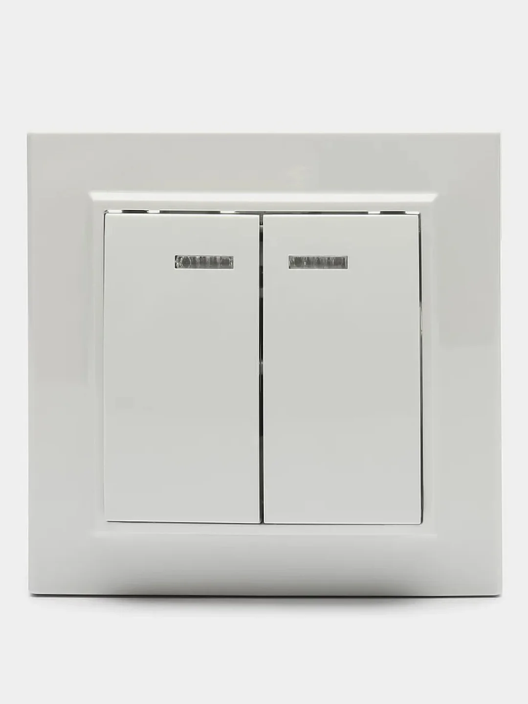 Выключатель 2-клавишный с индикатором, 250V, 10А, серия Эрна, белый, PSW10-9002-01
