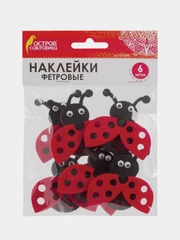 Наклейки из фетра "Божьи коровки", 6 шт