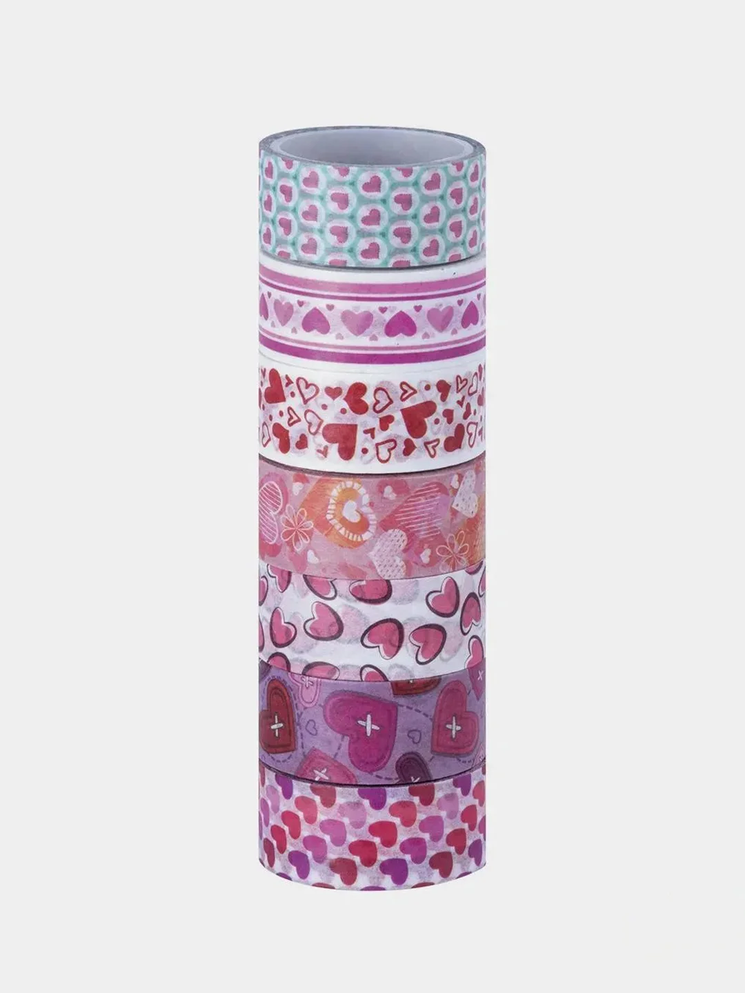 Клейкие WASHI-ленты для декора "Сердца", 0,015 х 3 м, 7 шт