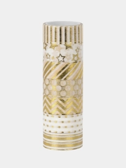 Клейкие Washi-ленты для декора с фольгой золотистые, 0,015 х 3 м, 7 шт
