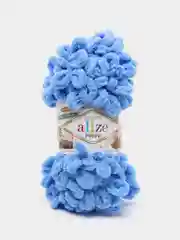 Небесно-голубой пряжа Alize Puffy, петельки большие, микрополиэстер, 100 г, 9 м
