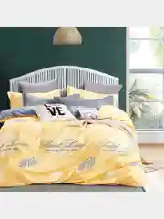Желтый 1.5 спальное  постельное белье на резинке