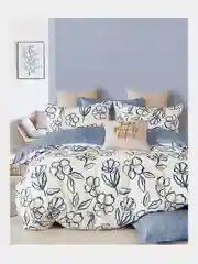 Молочный 1.5 спальное  постельное белье на резинке