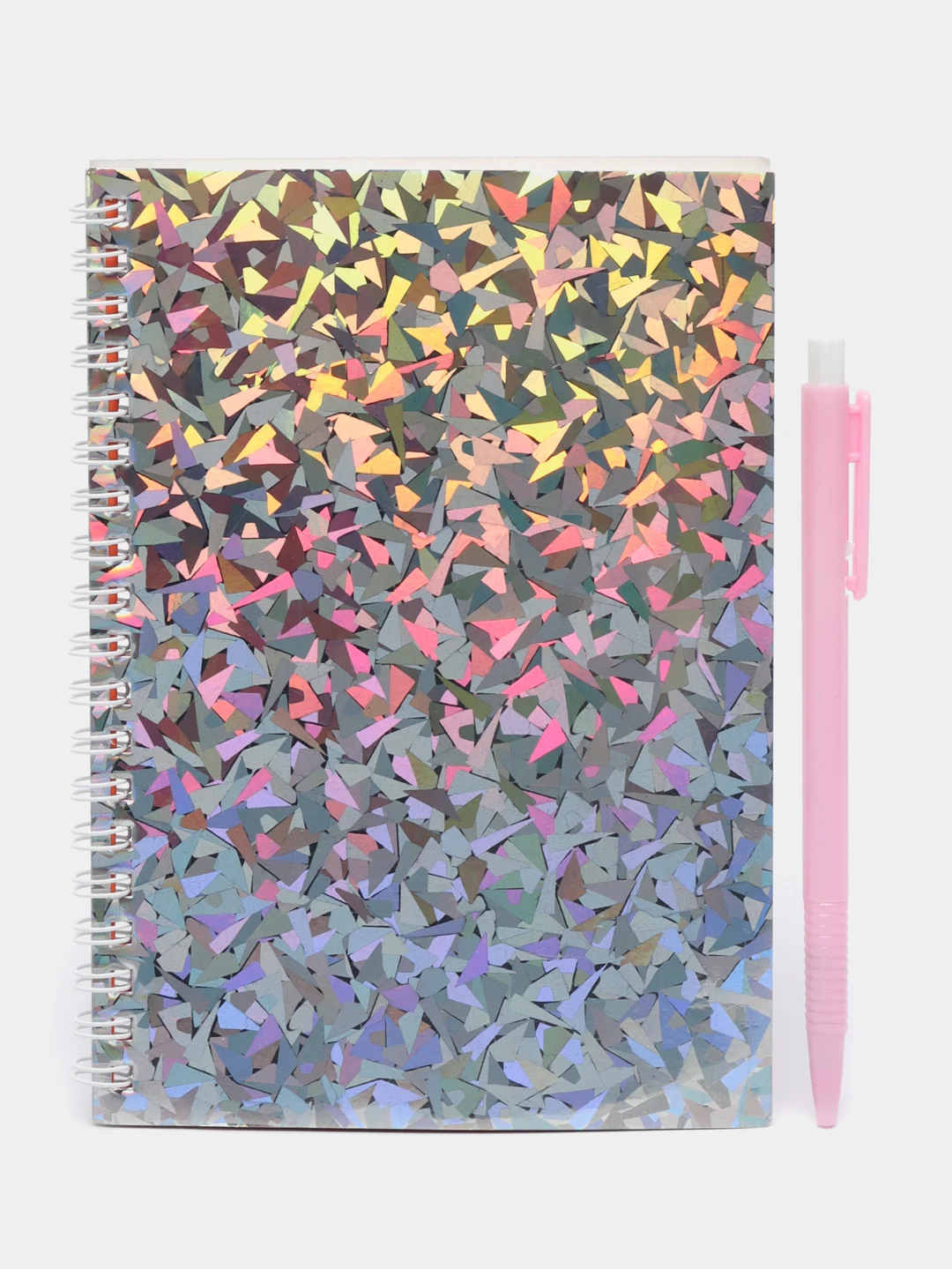 Серебряный блокнот на спирали, с ручкой, 38 листов, 200791727
