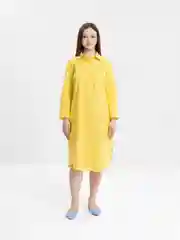 Горчичный платье-рубашка летнее, женское