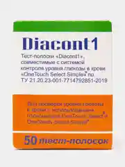 Тест-полоски "Diacont 1" совместимые с системой OneTouch Select Simple